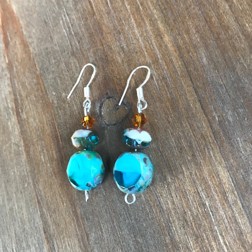 Sea bed, Beach glass sterling silver earrings - Picture 4 of 8
